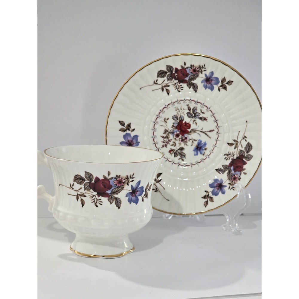 Vintage Royal Tara Bone China Demitasse Teacup and Saucer Rose Bouquet